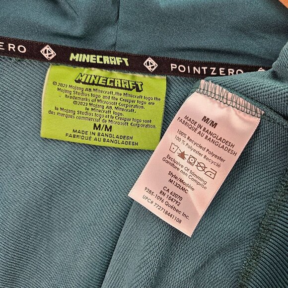 NWT Point Zero x Minecraft Hoodie Green Long Sleeve Full Zip Sweatshirt Men's M - Picture 12 of 13